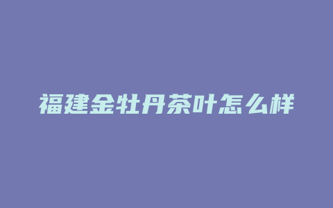 福建金牡丹茶叶怎么样