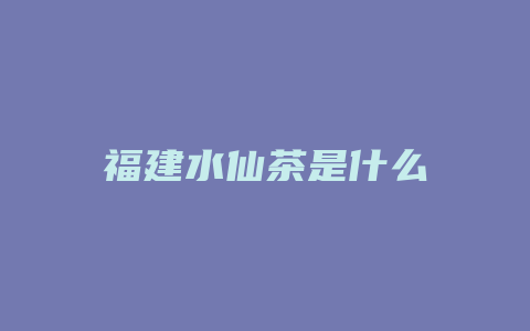 福建水仙茶是什么