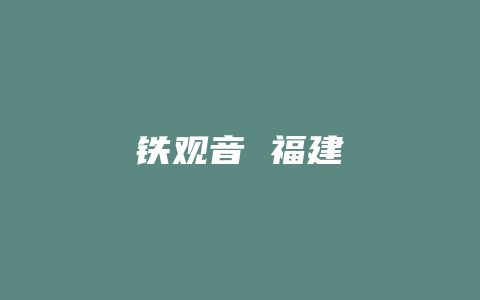 铁观音 福建