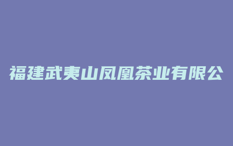 福建武夷山凤凰茶业有限公司