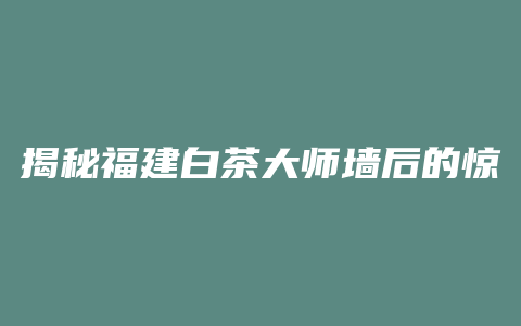 揭秘福建白茶大师墙后的惊人传承，宛如探秘白茶行业的珍藏奥秘！