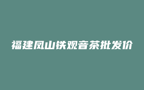 福建凤山铁观音茶批发价