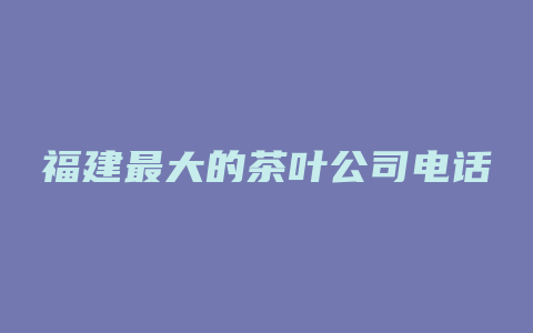 福建最大的茶叶公司电话