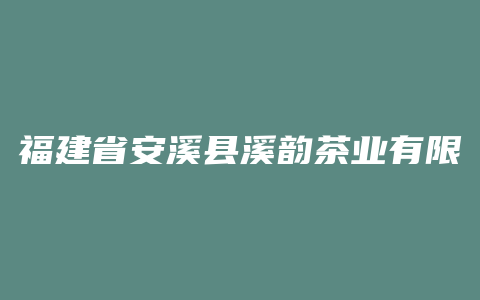 福建省安溪县溪韵茶业有限公司