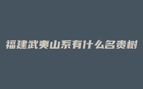 福建武夷山系有什么名贵树种