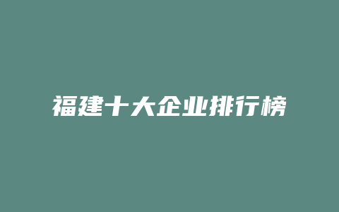 福建十大企业排行榜