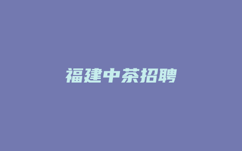 福建中茶招聘