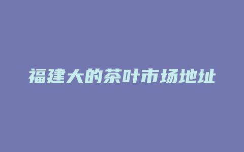 福建大的茶叶市场地址