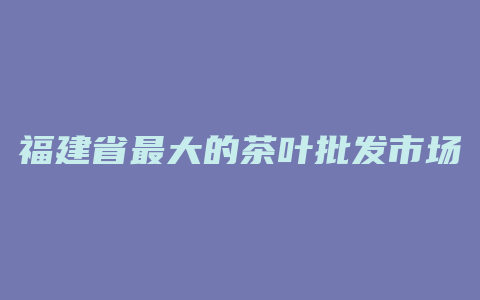 福建省最大的茶叶批发市场位置