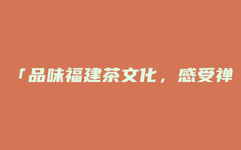 「品味福建茶文化，感受禅意人生——福建人泡茶的艺术」