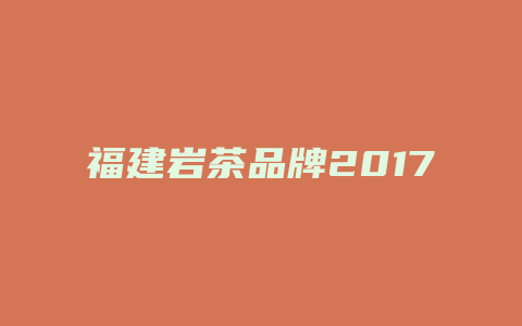 福建岩茶品牌2017