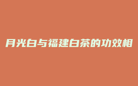 月光白与福建白茶的功效相同吗