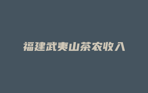 福建武夷山茶农收入