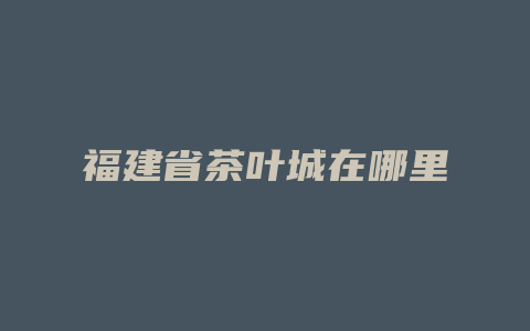 福建省茶叶城在哪里