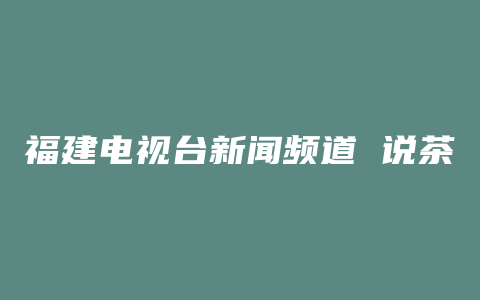 福建电视台新闻频道 说茶