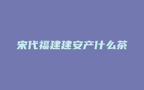 宋代福建建安产什么茶