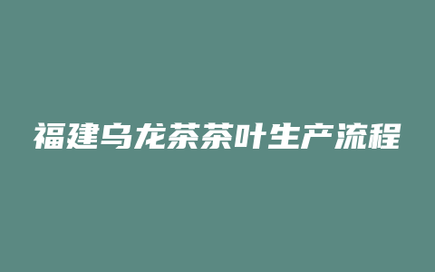 福建乌龙茶茶叶生产流程