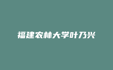 福建农林大学叶乃兴