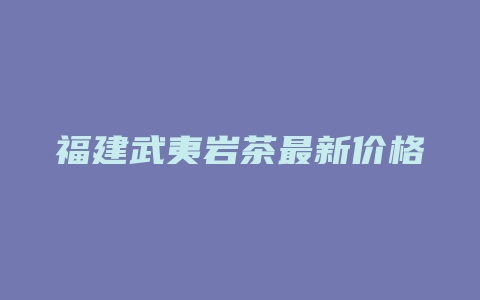 福建武夷岩茶最新价格