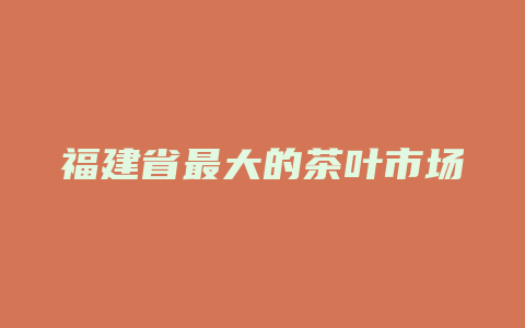 福建省最大的茶叶市场