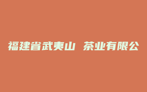 福建省武夷山 茶业有限公司 英文