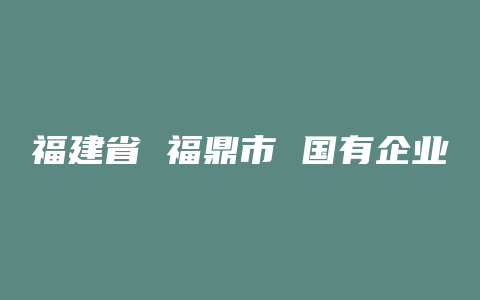 福建省 福鼎市 国有企业 有哪些